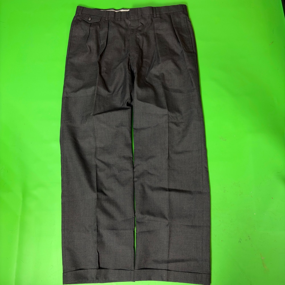 Austin Reed Dress Pants Mens 36x30 Slacks Grey Ayrshire Pleated Cuffed Trousers